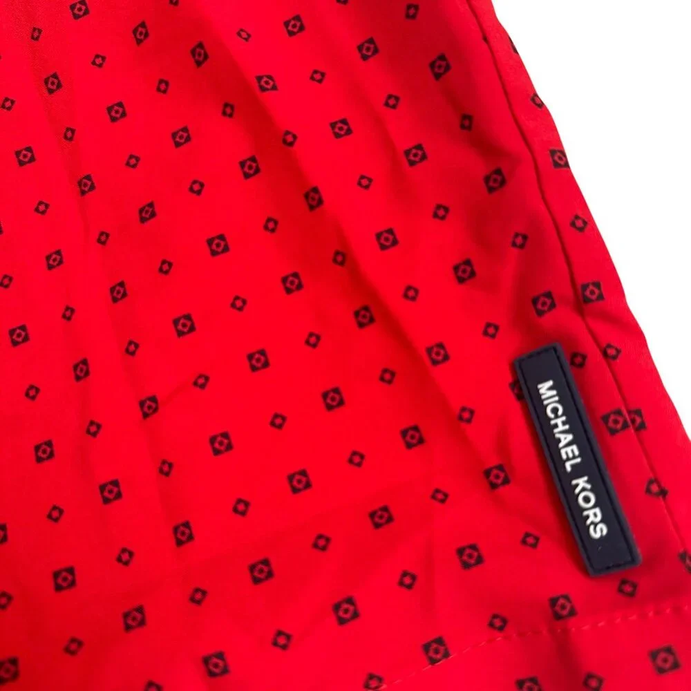 Michael Kors Mens Red Patterned Swim Shorts XXL‎ Drawstring Closure lightweight